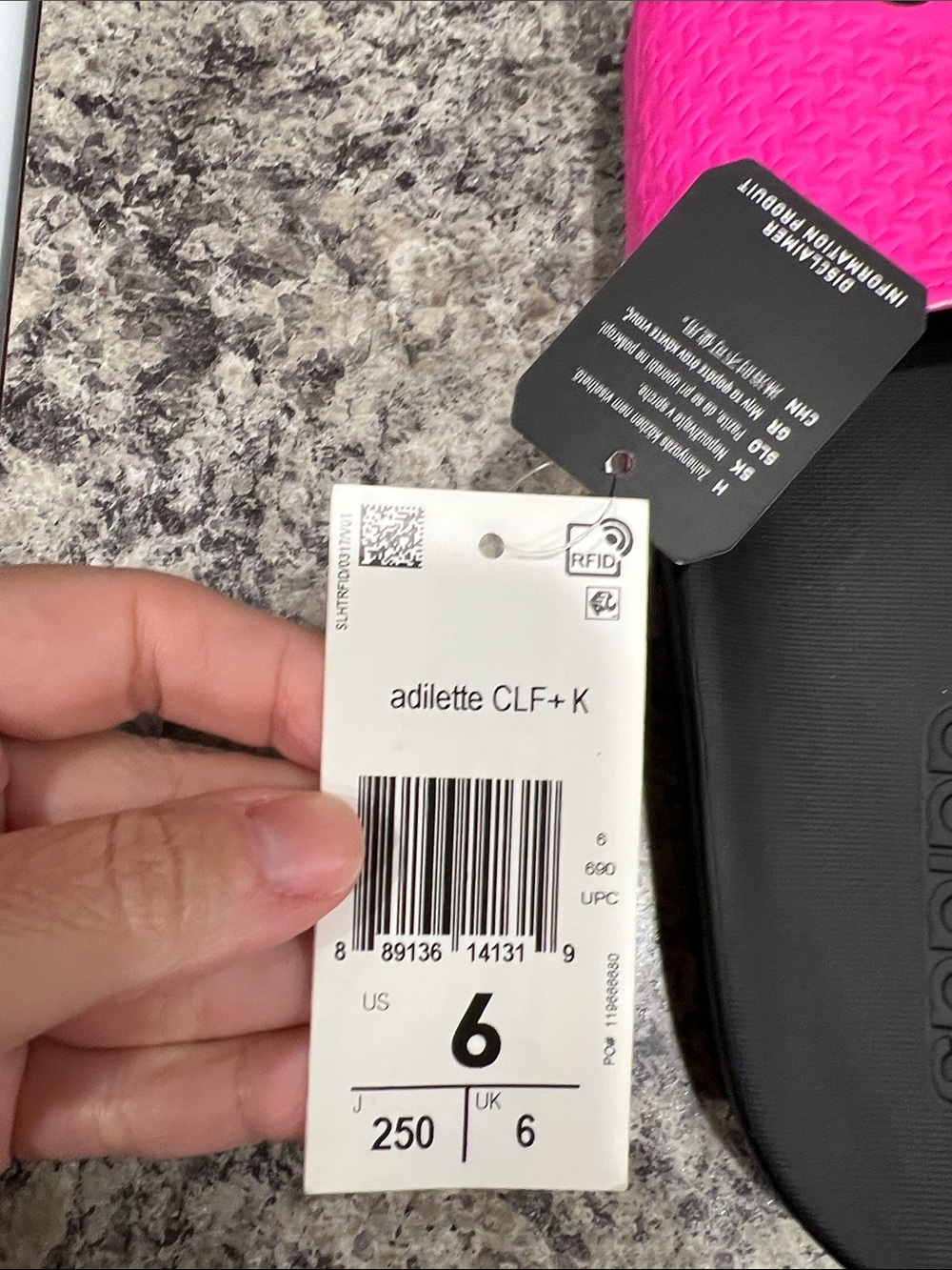 Kids ADIDAS pink black slides NWT 6 - Picture 2 of 5